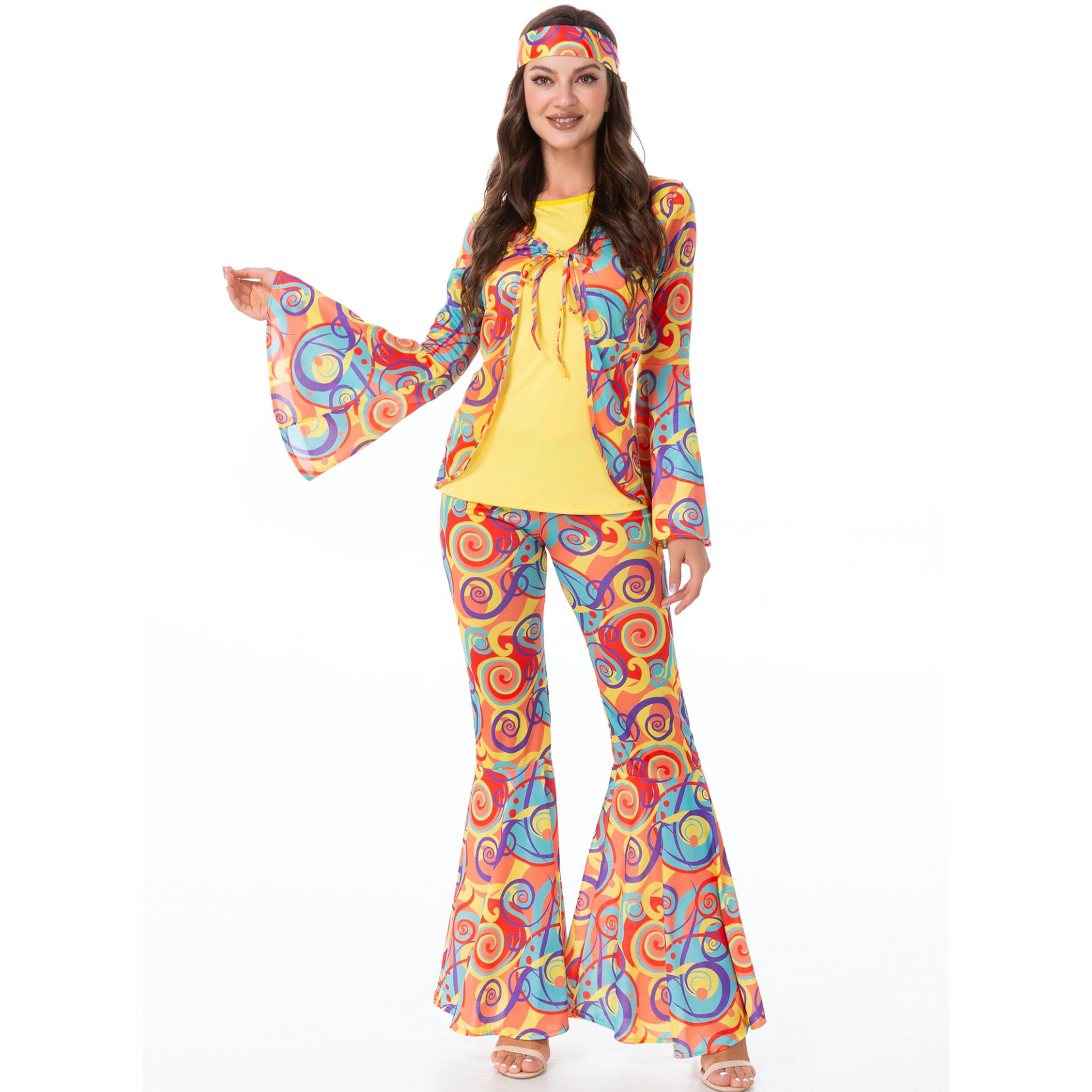 70s Retro Hippie Costume Set Halloween Disco Dance Performance Adult Costume